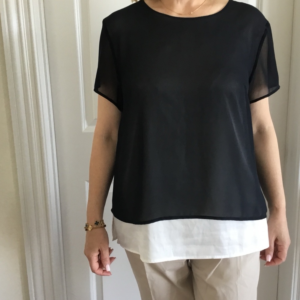 Elegant Navy and White Women's Top